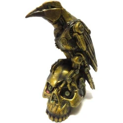 Sculpture Steampunk corbeau noir, tête de mort, PTC