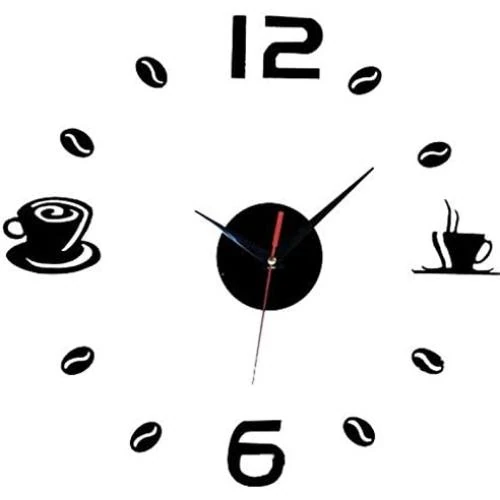 Horloge Murale DIY Stickers, Décor Café Noir - Vue principale
