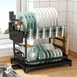 Égouttoir à Vaisselle INOX 2 Niveaux avec Vidange Automatique