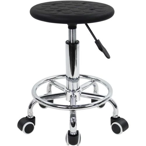 Tabouret roulettes, mousse PU, antistatique, noir, réglable - Vue principale