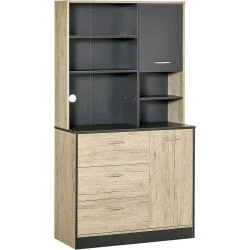 Buffet Cuisine Armoire Multi-rangements 2 Portes, 3 Tiroirs, Bicolore