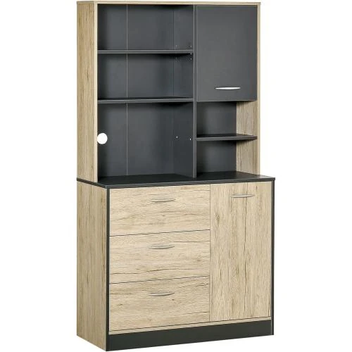 Buffet Cuisine Armoire Multi-rangements 2 Portes, 3 Tiroirs, Bicolore - Vue principale