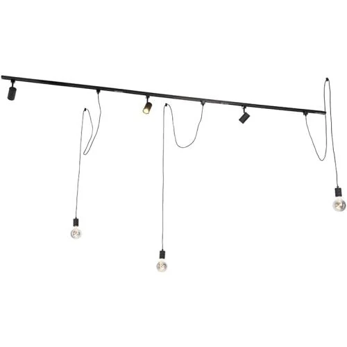 Plafonnier noir moderne, système rail, éclairage LED 3 lumières - Vue principale