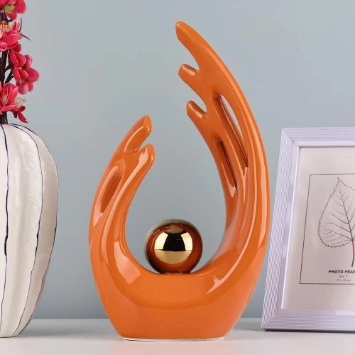 Zoom sur Statues sculptures abstraites céramique, décoration moderne intérieur
