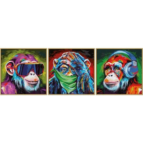 Zoom sur Schipper, Trois Singes, Images Adultes, Peinture Acrylique