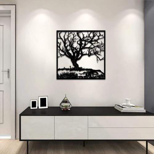 Détail de Arbre en métal, décoration murale, arbre de vie, style rustique