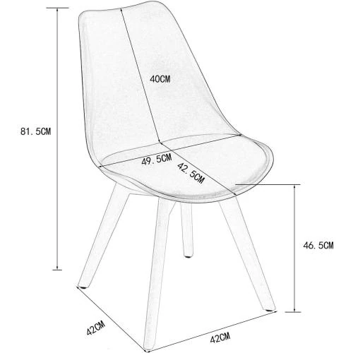 Détail de Chaises de Cuisine Bois Rembourrées, Lot de 6, Gris Retro
