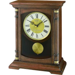 Horloge de cheminée en bois Seiko, marron, élégante