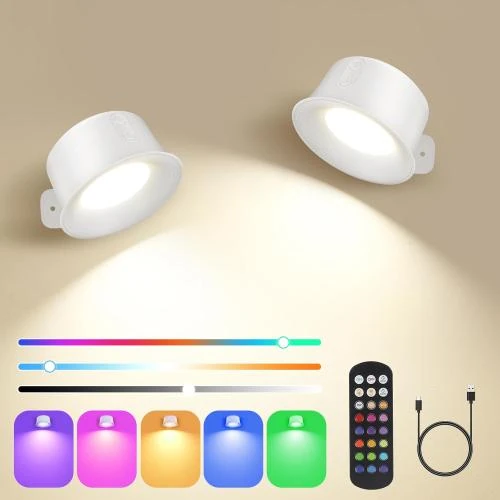 Applique Murale LED Rechargeable, Rotative 360, Blanc - Vue principale