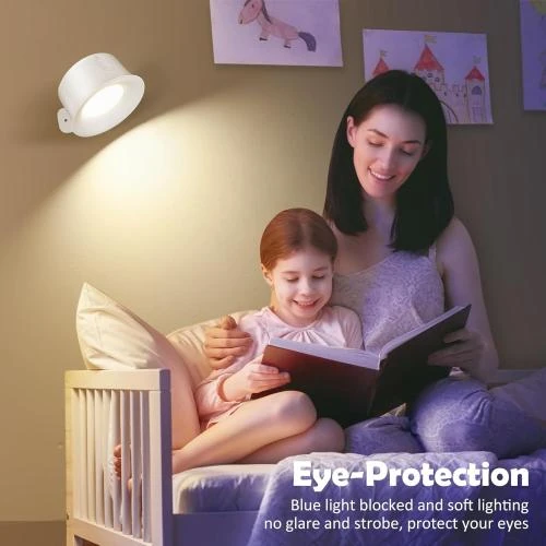 Détail de Applique Murale LED Rechargeable, Rotative 360, Blanc