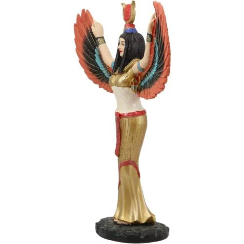 Zoom sur Statue Isis Ra Ailes Ouvertes Dorée, Ebros Gift