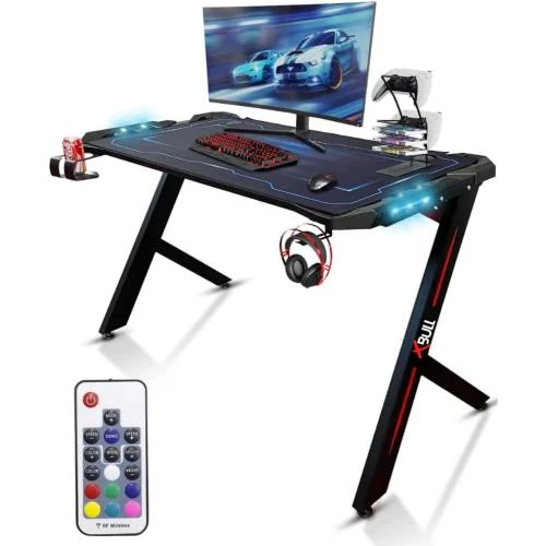Bureau Gaming Ergonomique LED, Accessoires Inclus, Design Moderne - Vue principale