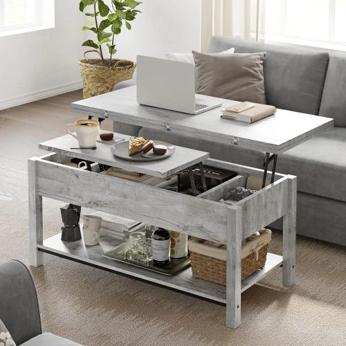 Détail de Table basse multifonction FABATO, plateau relevable, rangement