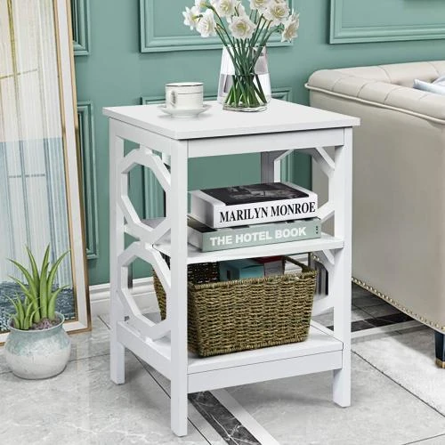 Table de chevet bois, 3 niveaux, style moderne - Vue principale