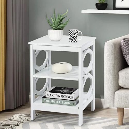Zoom sur Table de chevet bois, 3 niveaux, style moderne