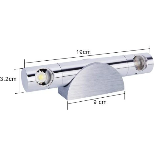 Détail de Applique Murale LED Moderne 2 Spots Aluminium Blanc Froid