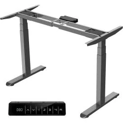 Cadre Bureau Assis Debout Electrique, Double Moteurs, Gris