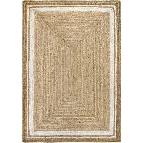 Tapis Jute Alhambra Naturel, Bord Blanc, Fait Main - Vue principale