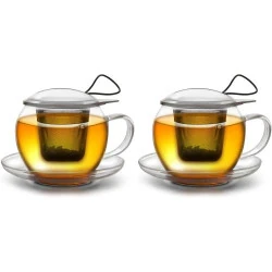 Creano Tasse à Thé Jumbo, Acier Inoxydable, Verre
