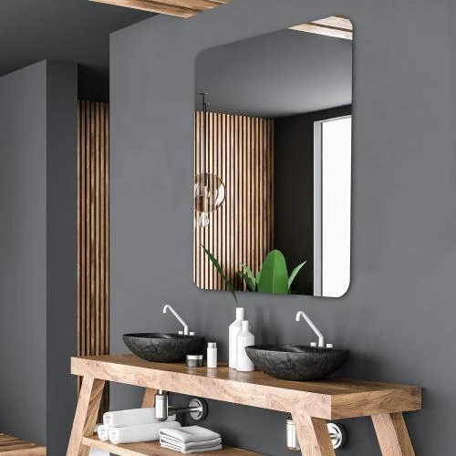 Miroir de Salle de Bain Alasta, Élégant, Coins Arrondis - Vue principale