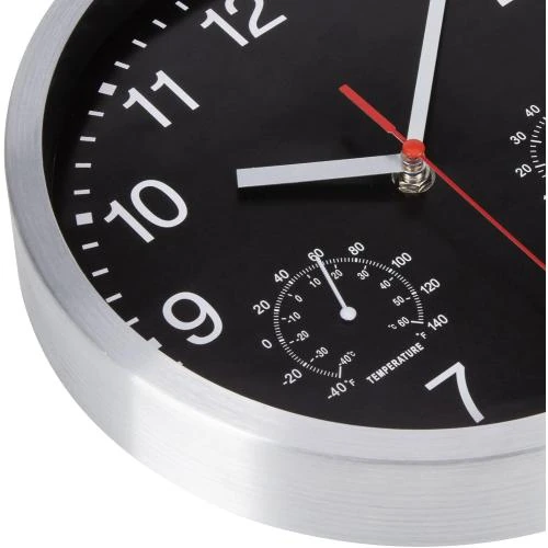 Zoom sur Horloge Murale Radio Pilotée VINILITE, Thermomètre, Hygromètre