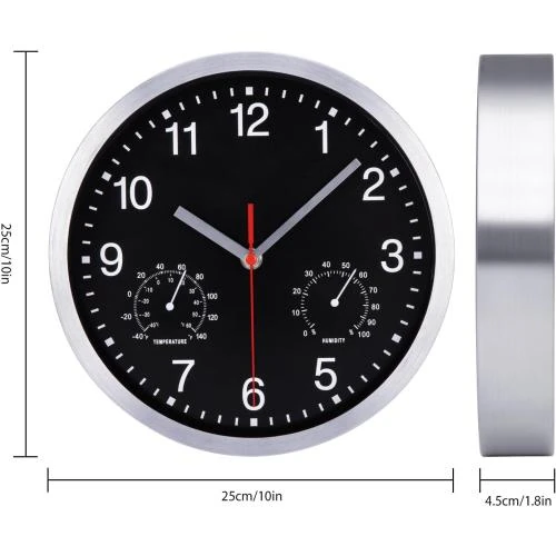 Détail de Horloge Murale Radio Pilotée VINILITE, Thermomètre, Hygromètre