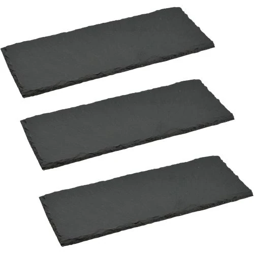 Assiette rectangle ardoise grise, paquet de 3, rustique - Vue principale