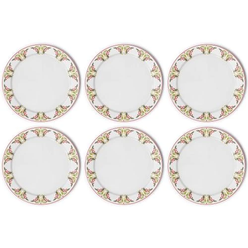 Assiettes American Atelier, thème fêtes, gui, baies de houx - Vue principale