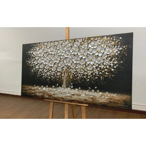 Zoom sur Peinture abstraite 3D arbre argenté Vld Shop