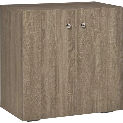 Buffet Commode Rangement Bois Chêne Clair, 2 Portes - Vue principale