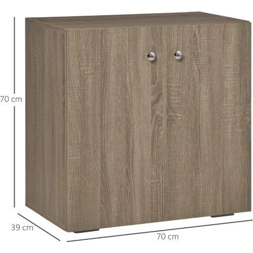 Zoom sur Buffet Commode Rangement Bois Chêne Clair, 2 Portes