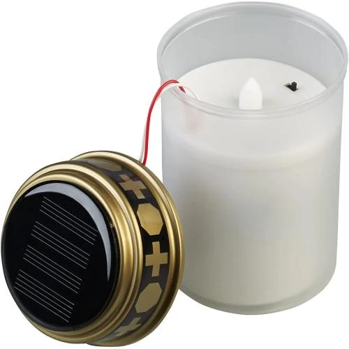 Zoom sur Lanterne funéraire solaire LED effet flamme Pearl