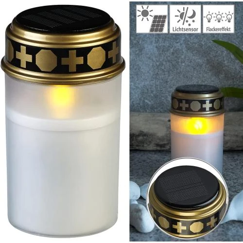 Détail de Lanterne funéraire solaire LED effet flamme Pearl