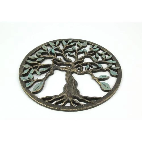 Zoom sur Sculpture murale fonte arbre de vie, finition bronze, décoration élégante