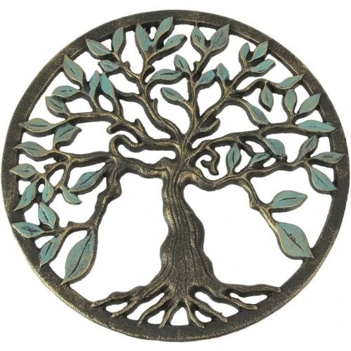 Sculpture murale fonte arbre de vie, finition bronze, décoration élégante - Vue principale