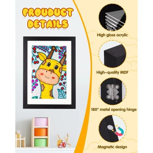 Détail de Cadres photo A4 Hipsignal, lot 2, noir, support accroche-pied