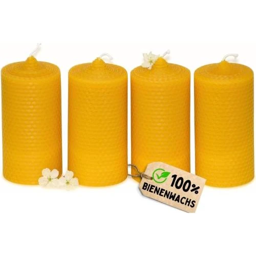 Bougies naturelles Figura Santa, lot de 4, cire d'abeille - Vue principale
