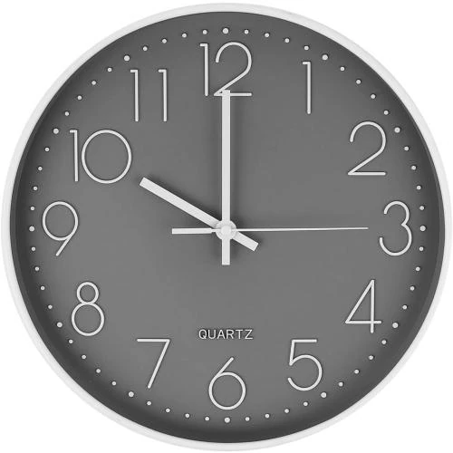 Horloge Murale Moderne Silencieuse Czemo, Quartz, Gris - Vue principale