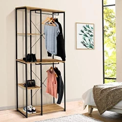 Dressing Double Penderie Detroit, Étagères Design Industriel en situation