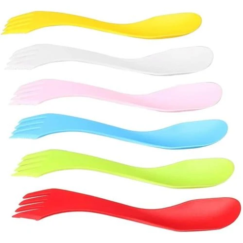 Lot 6 fourchettes plastiques légères, réutilisables camping - Vue principale
