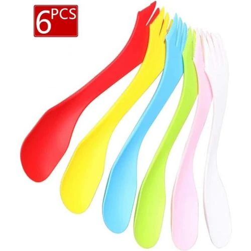Détail de Lot 6 fourchettes plastiques légères, réutilisables camping