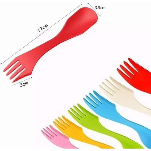 Zoom sur Lot 6 fourchettes plastiques légères, réutilisables camping