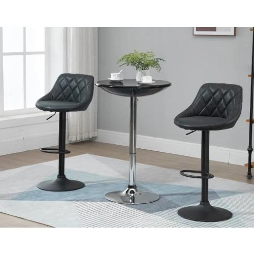HOMCOM Tabourets Bar Design Pivotants Similicuir Gris - Vue principale