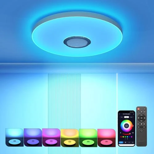 Plafonnier OTREN LED Bluetooth, RGB, Dimmable, Télécommande - Vue principale