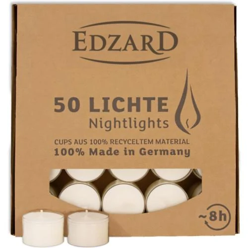 Bougies chauffe-plat Edzard, blanc, paraffine, 8 heures - Vue principale
