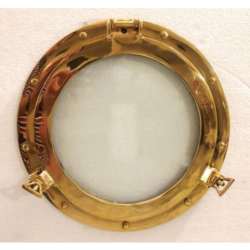 Hublot laiton, verre antique, cadre photo, décoration murale - Vue principale
