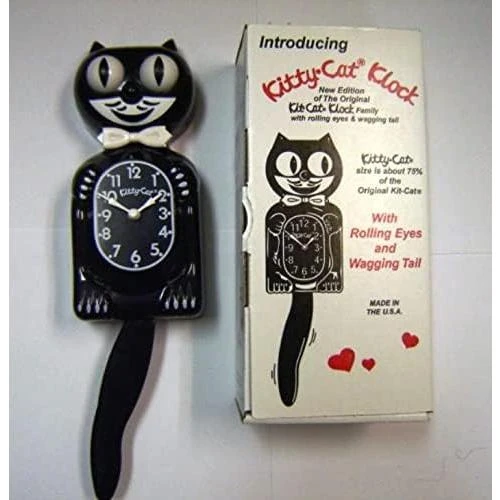 Zoom sur Horloge Murale Chat Noir 33 cm, Hotrodspirit