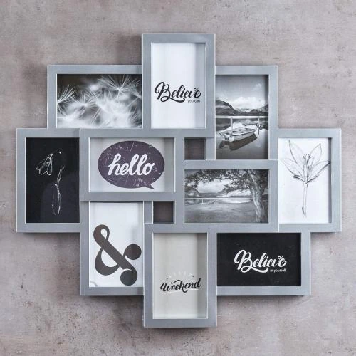Détail de Cadre photo collage argent, 10 photos 10x15 cm