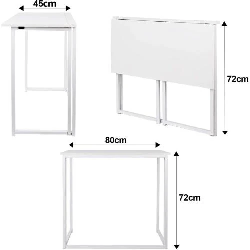 Zoom sur Bureau Pliable Leader Accessories, Table Portable Bois, Blanc