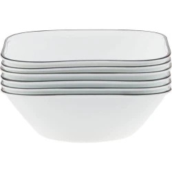 Plates Dîner CORELLE Square Simple Lines, Verre Blanc